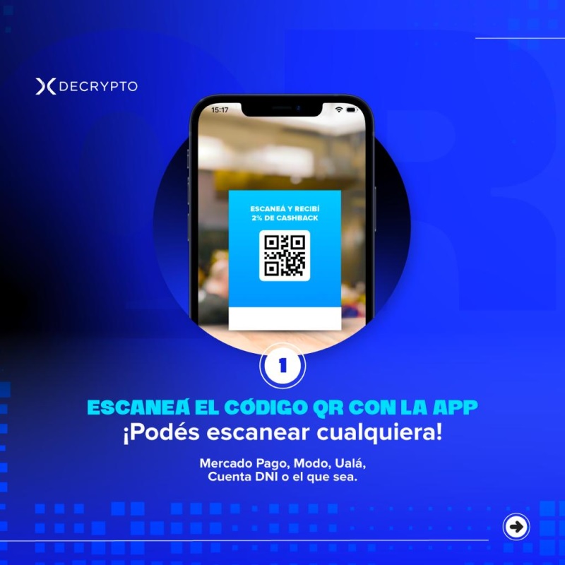 Decrypto lanzó Pagos QR, para que puedas pagar en cripto en cualquier comercio y ganar 2% de reintegro en cada compra