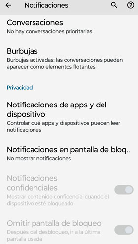 Seleccioná Notificaciones en la pantalla de bloqueo para habilitar esa función.