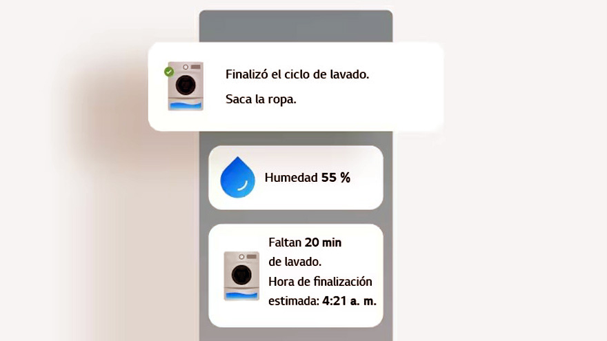 Desde una aplicación se puede programar un lavado de ropa.