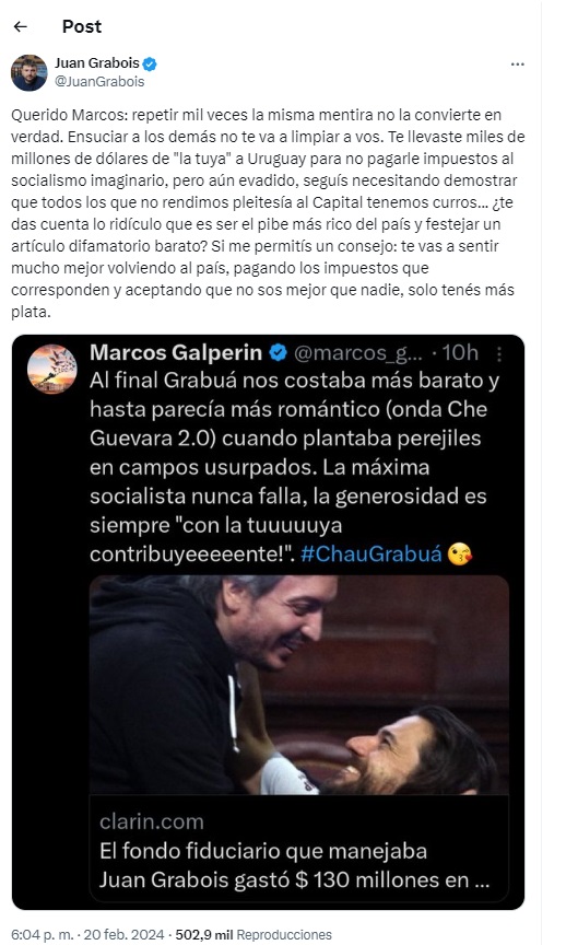 Grabios trató de mentiroso a Galperin