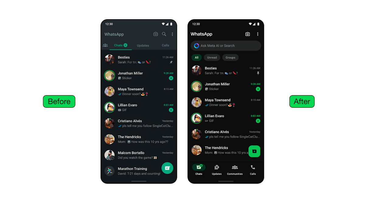 WhatsApp anunció este mes cambios en su diseño.