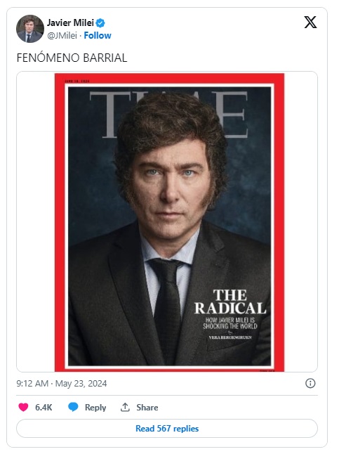 Milei en la revista Time