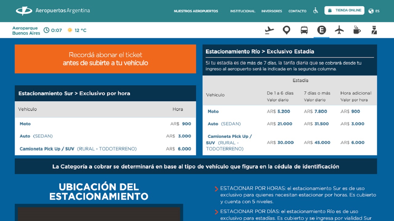 Estacionar en Aeroparque sale $21.000 por día para un auto.