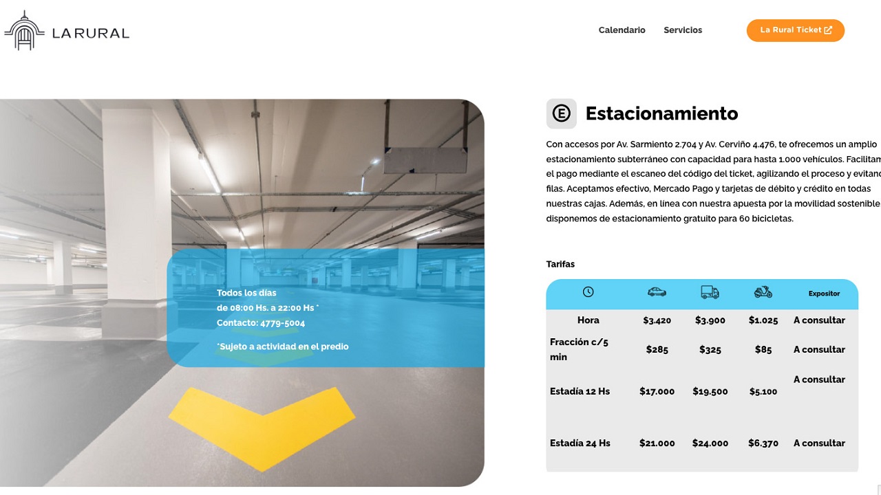 Estacionar en La Rural de Palermo sale desde $3.400 la hora.