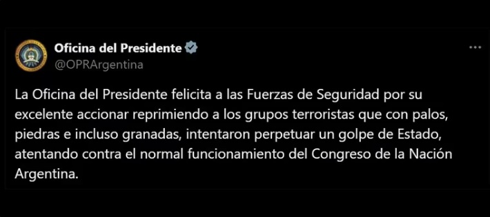 El Gobierno felicitó a las Fuerzas de Seguridad