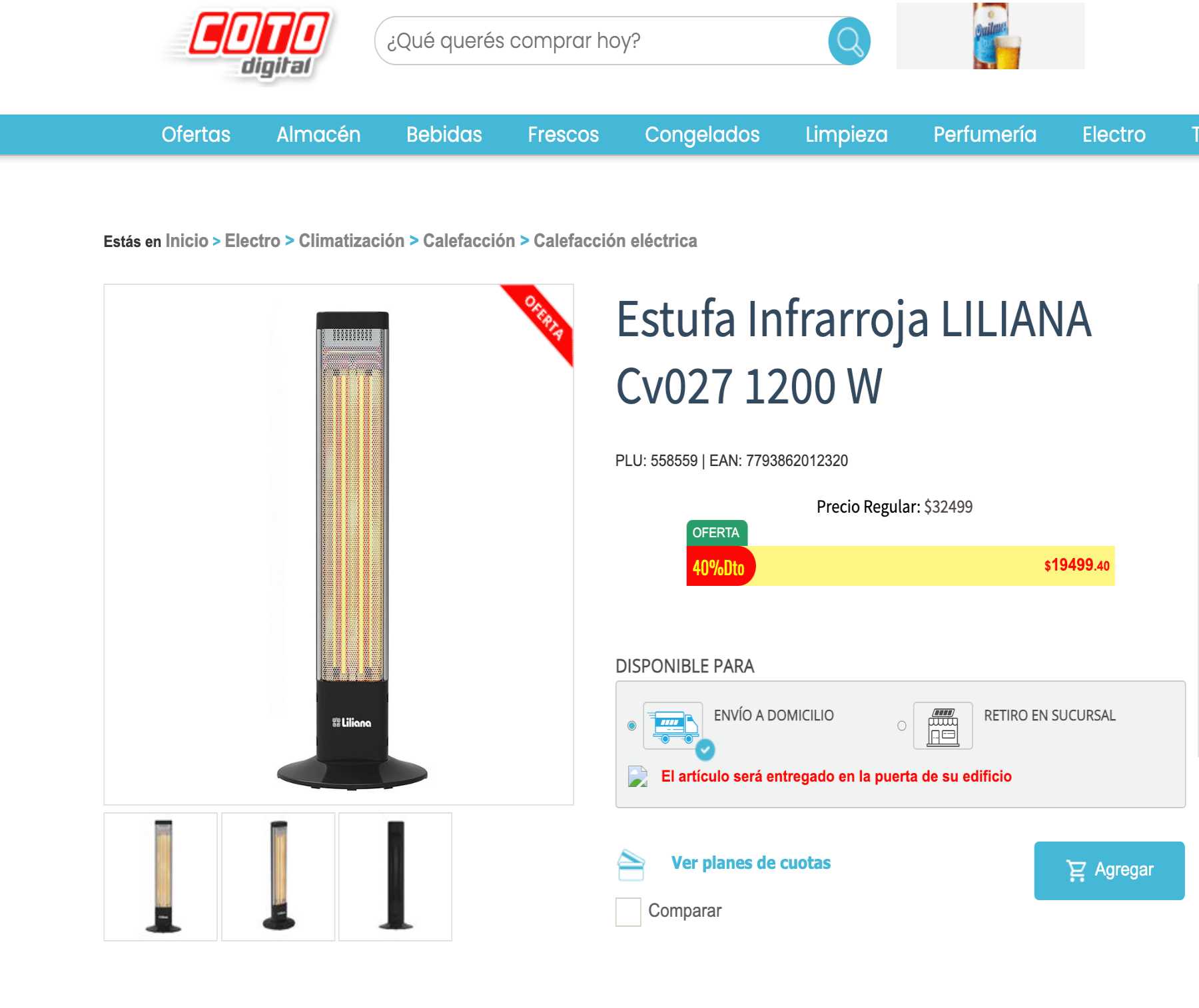 En Coto se pueden comprar estufas por menos de $20.000