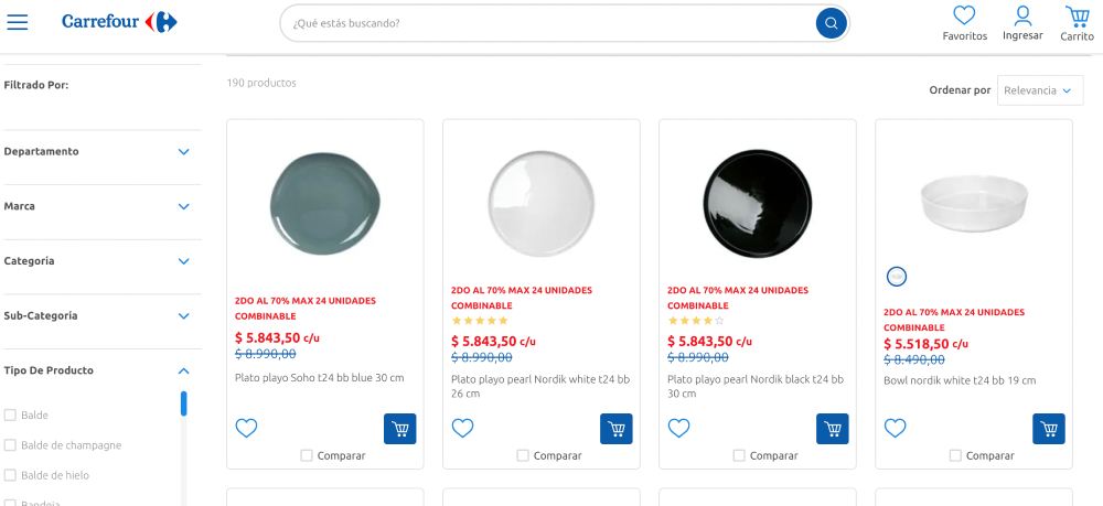 Carrefour ofrece descuentos de hasta 70% en vajilla