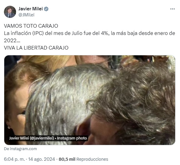 Javier Milei elogío a Luis 