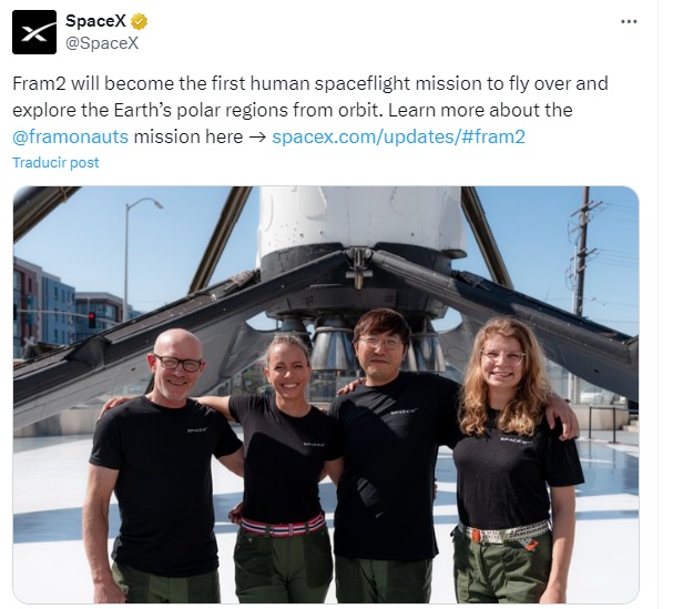 Wang, Mikkelsen, Philips y Rogge en la misión de SpaceX