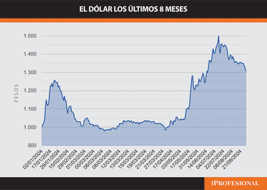 La evolución del dólar en los últimos 8 meses