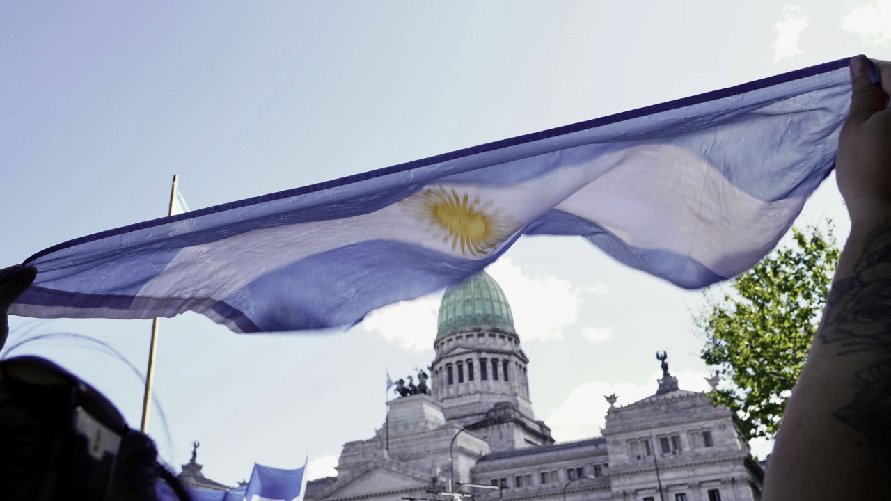 Un de las postales de la marcha universitaria frente al Congreso de la Nación
