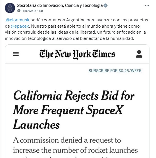 El mensaje del Gobierno a Elon Musk