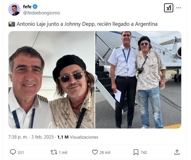 Antonio Laje pilotó la aeronave que trajo al actor Johnny Deep a la Argentina