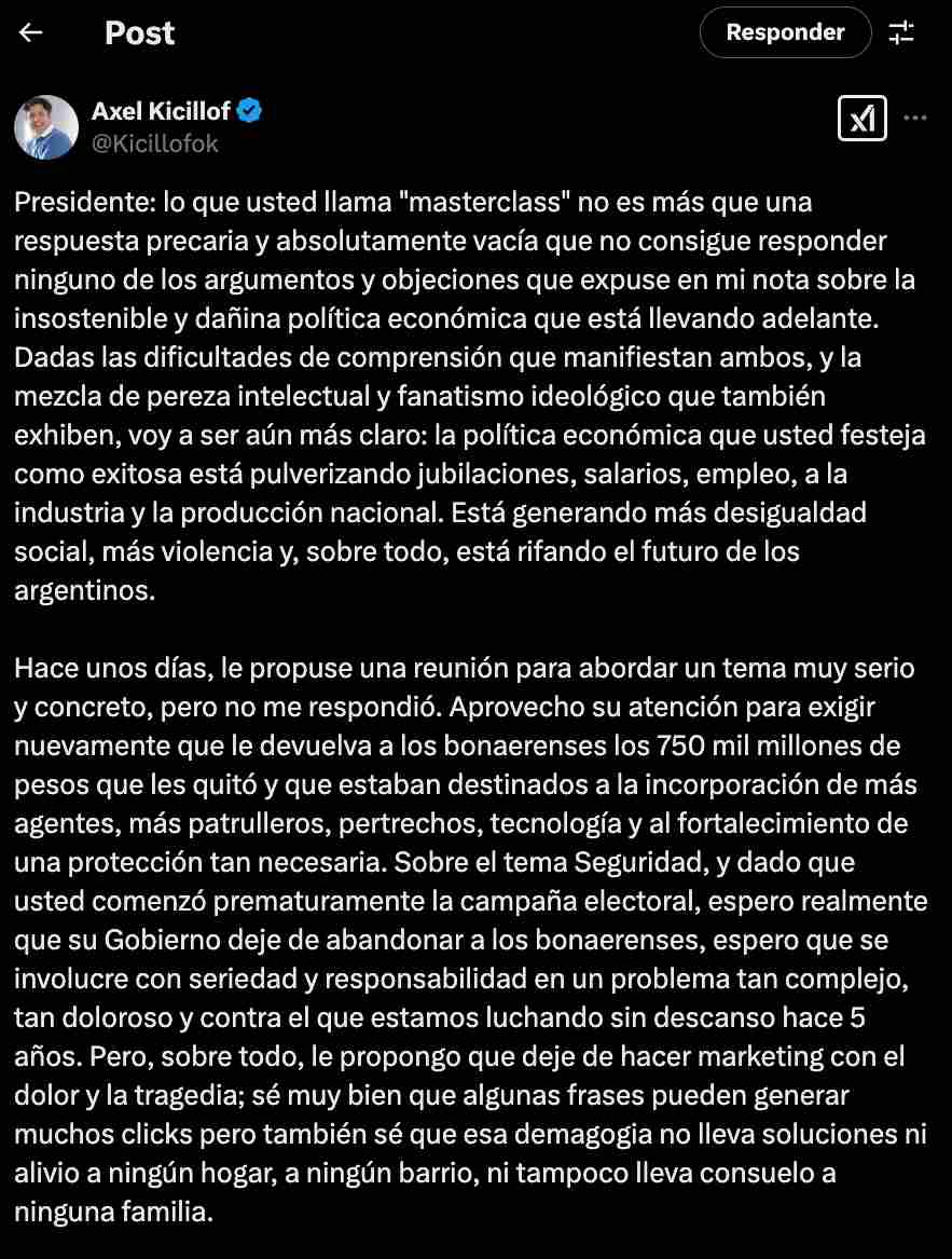 En un extenso descargo, Kicillof 