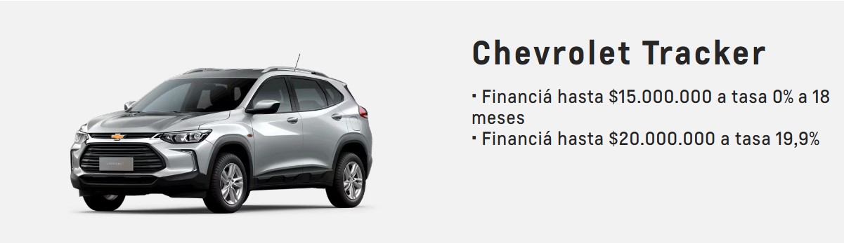 En el sitio de Chevrolet se puede ver el precio del Chevrolet Tracker y la posible financiación