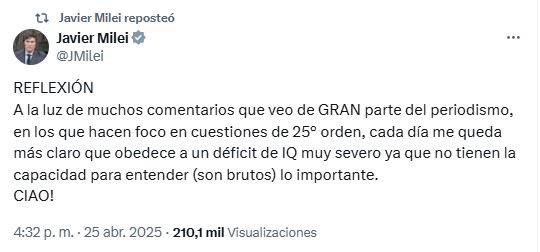 El mensaje de Javier Milei contra los periodistas