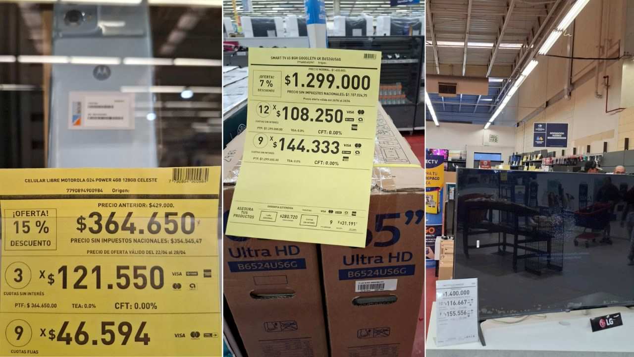 En el supermercado Carrefour es posible encontrar televisores y celulares baratos y en cuotas