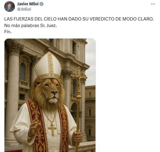 El mensaje de Javier Milei sobre el nuevo papa