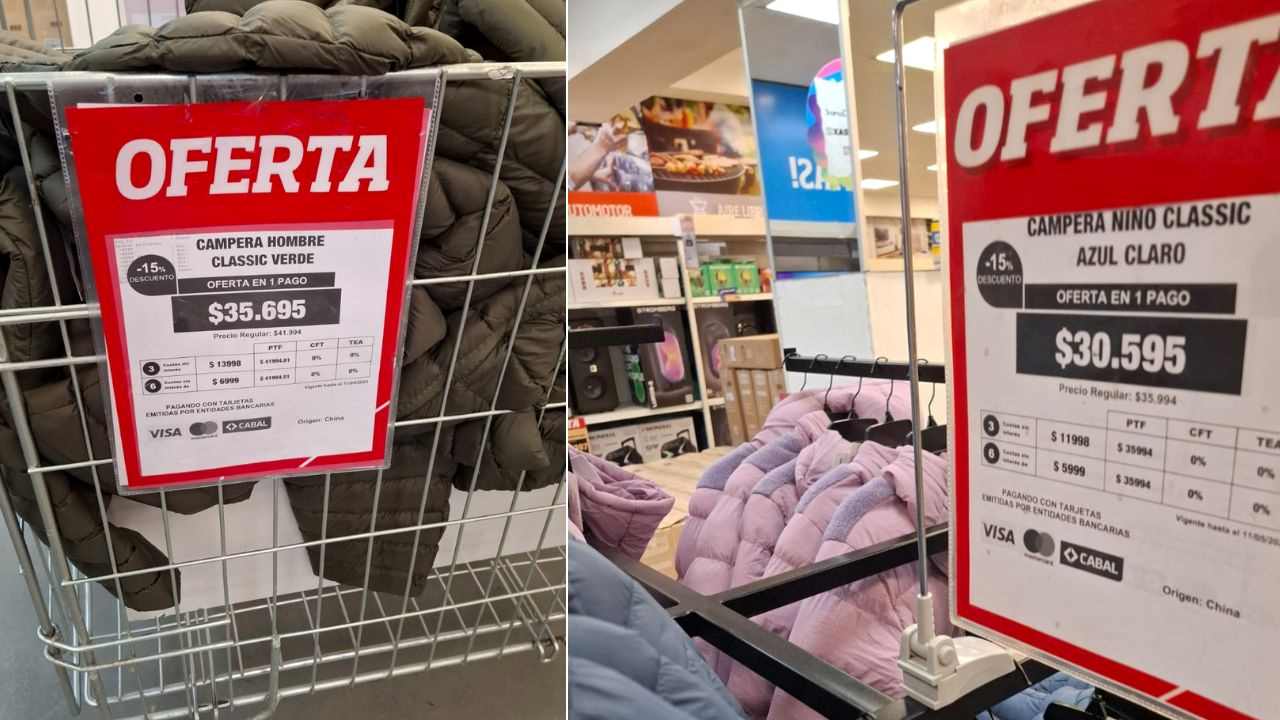 Supermercado mayorista Vital vende camperas muy baratas y en cuotas