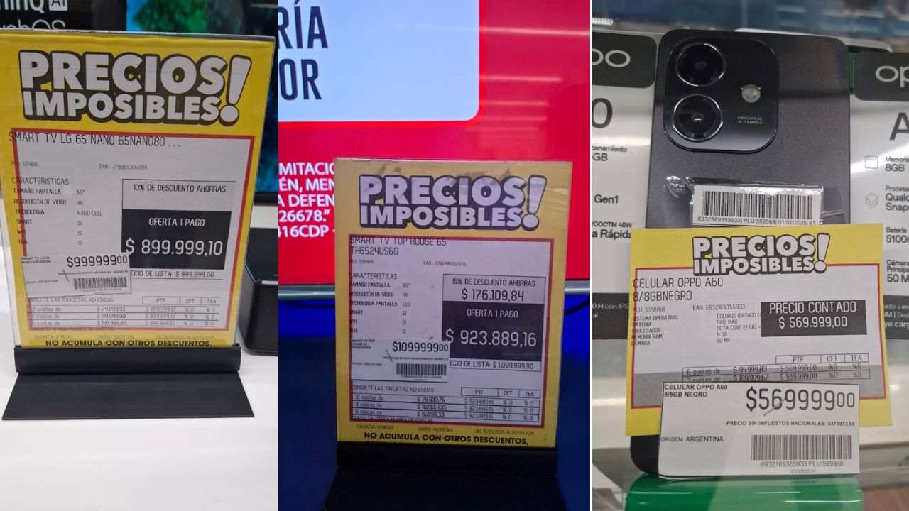 Televisores y celulares baratos en Coto: los precios en una de las sucursales de la cadena