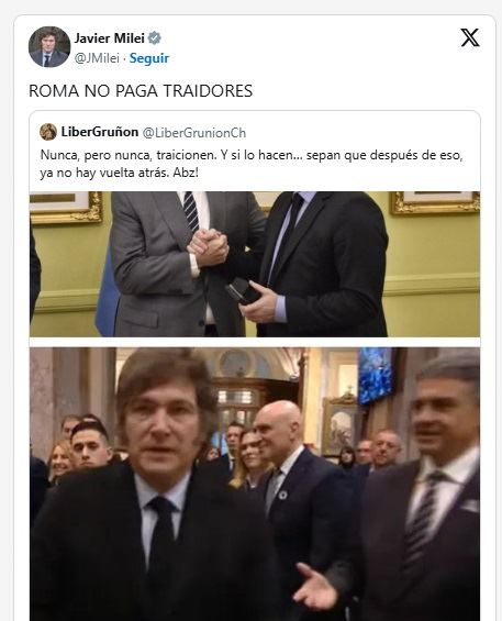Milei siguió el enfrentamiento con Macri.