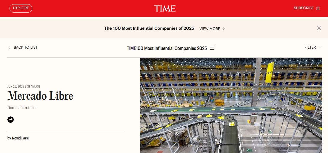 La revista Time eligió a Mercado Libre entre las 100 empresas más influyentes del mundo