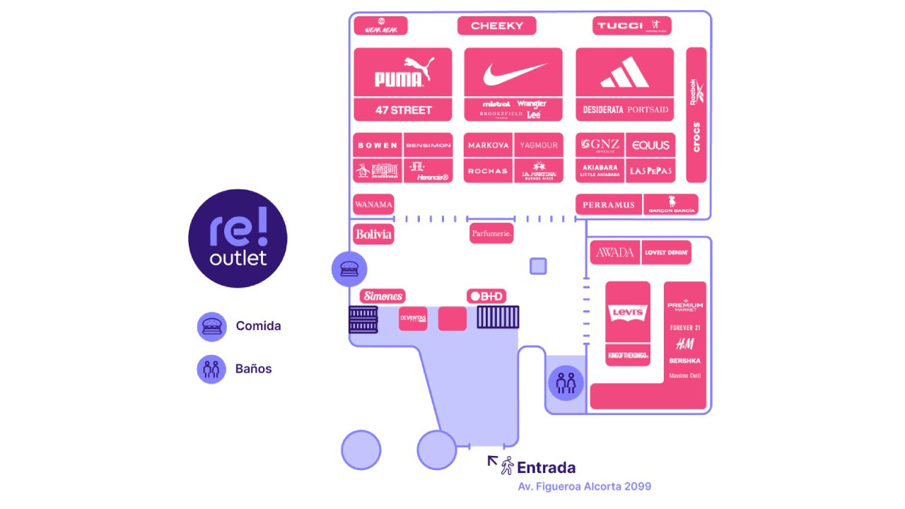 Así estarán distribuidas las marcas en Re Outlet