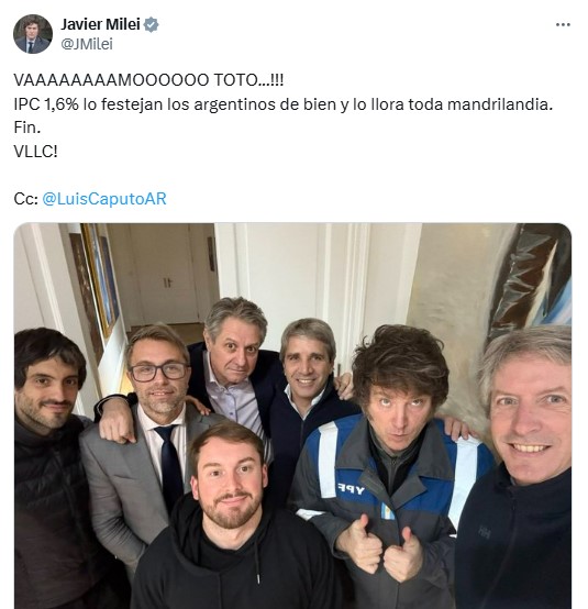 El mensaje de Javier Milei en redes tras el dato de inflación de junio