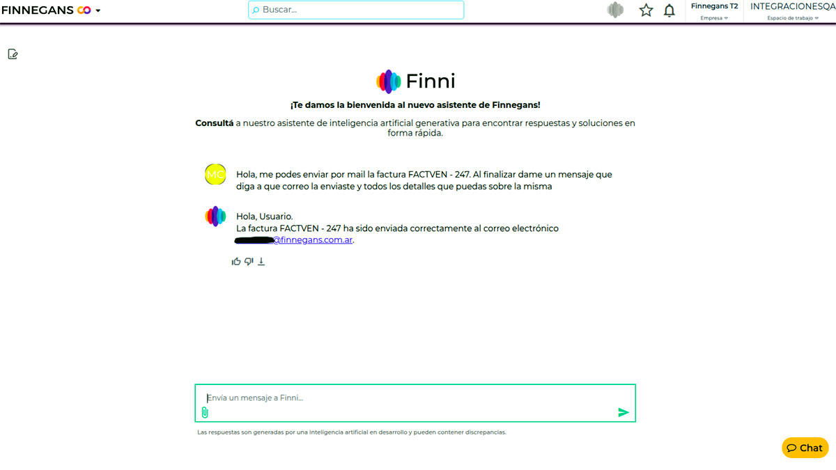 Captura de pantalla de Finni