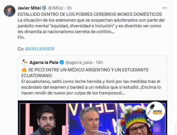 El fuerte mensaje de Javier Milei en medio de la polémica por el examen de residencia