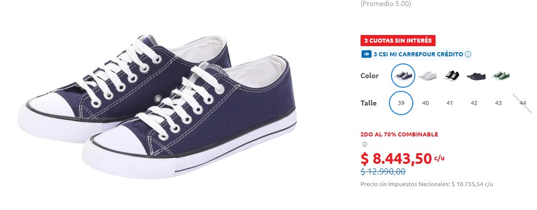 Un par de zapatillas puede quedar a $8.443, si se llevan dos pares y se aprovecha la rebaja del 70%