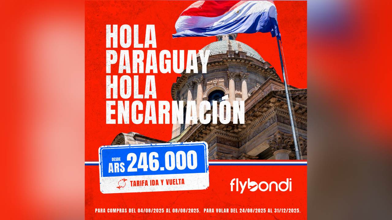 Así promociona Flybondi sus pasajes a Encarnación, Paraguay