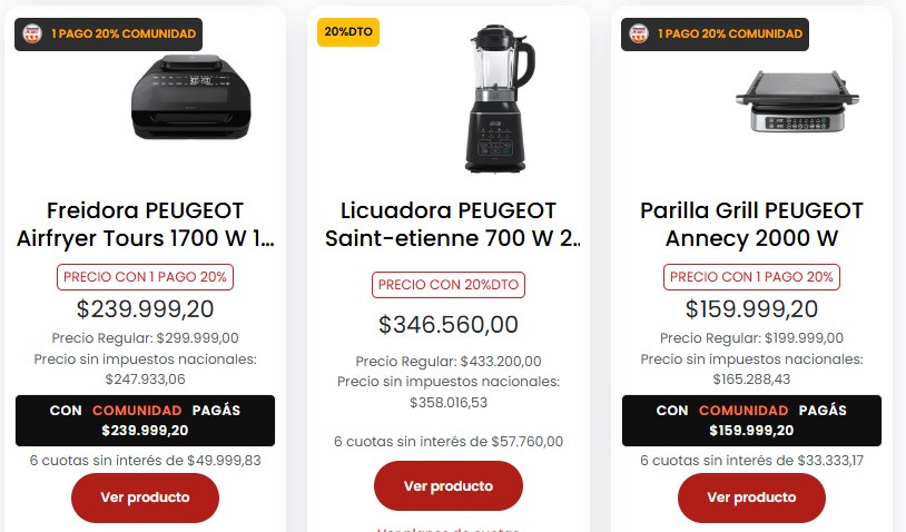Algunos de los electrodomésticos de Peugeot, en oferta en Coto