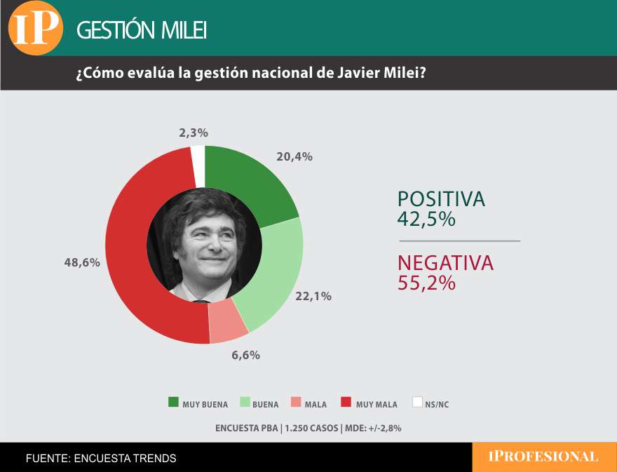 La gestión de Milei presentó una amplia desaprobación entre los bonaerenses