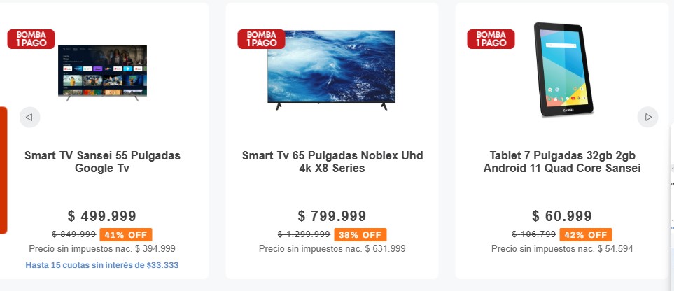 Algunos de los descuentos en la página de Newsan