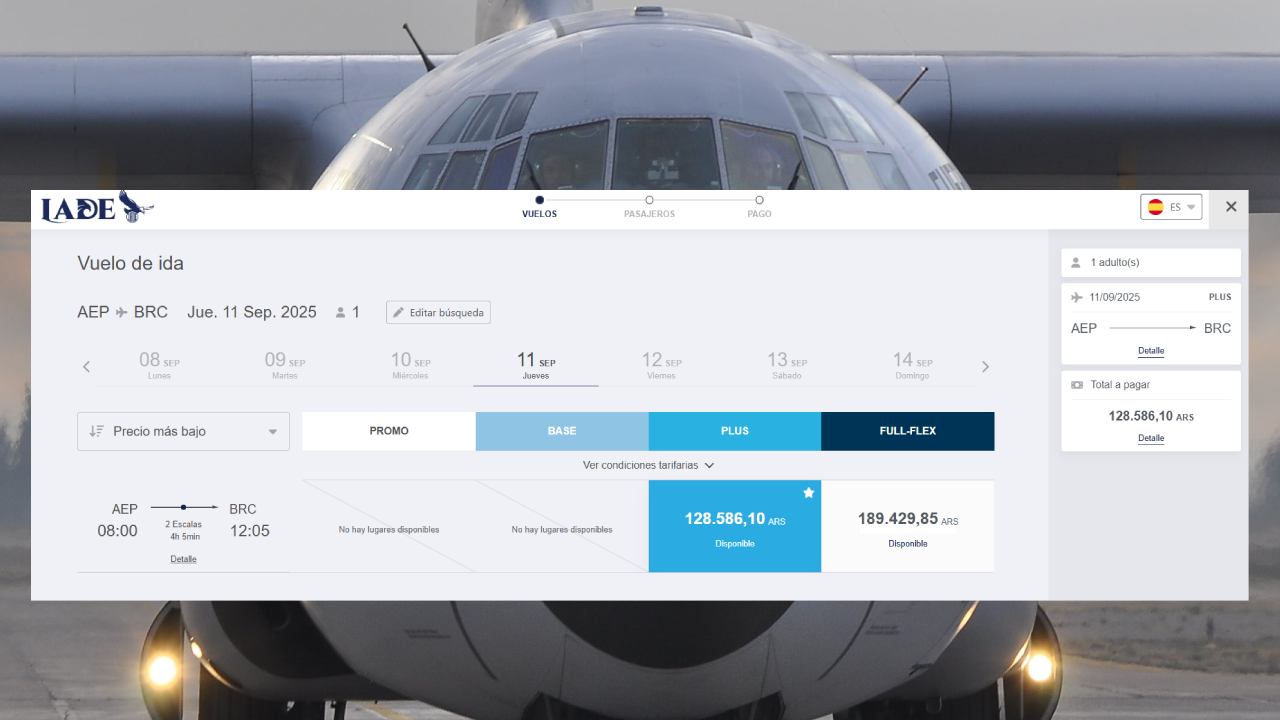La compra de pasajes se realiza a través del sitio web de LADE
