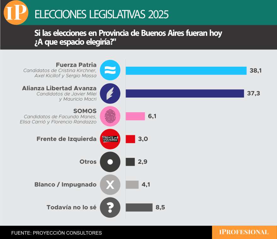 Los frentes de Milei y Kicillof salieron casi empatados en una encuesta con 6 mil casos 