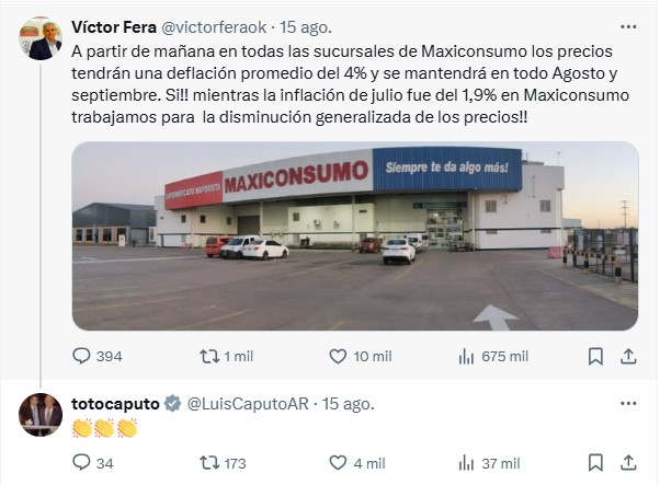El mensaje de Víctor Fera, que fue celebrado por Luis Caputo