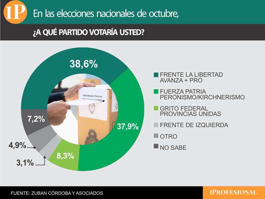 El espacio de Milei y el peronismo tuvieron un empate técnico en la encuesta rumbo a octubre