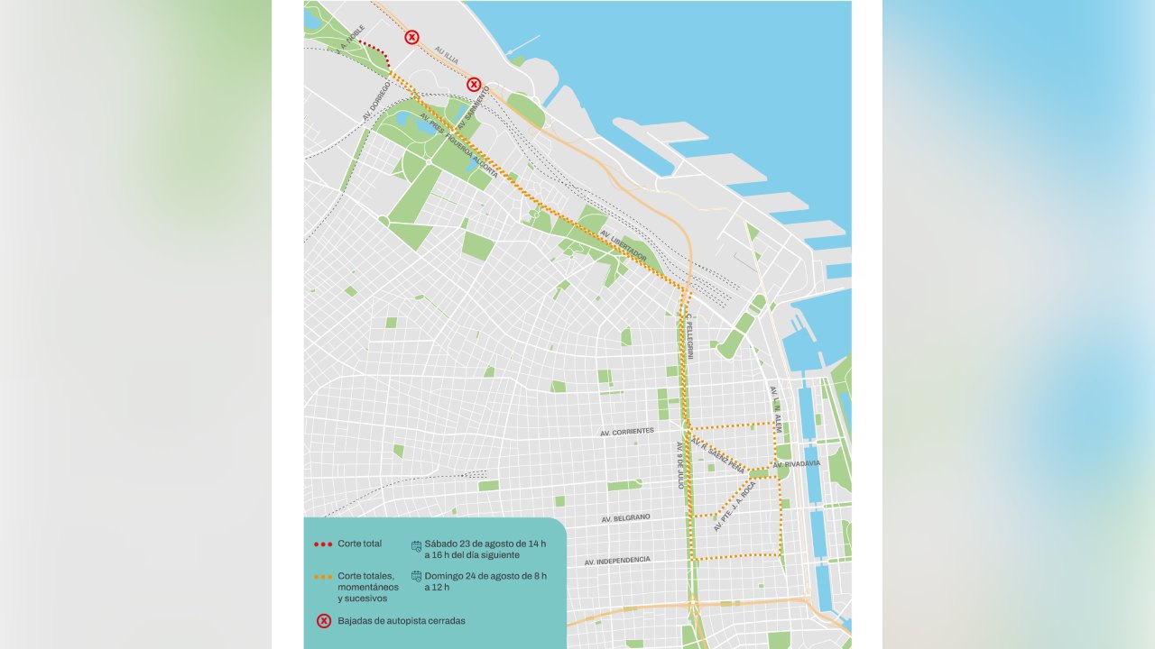 El mapa de cortes en la Capital Federal este fin de semana por el Medio Maraton de Buenos Aires