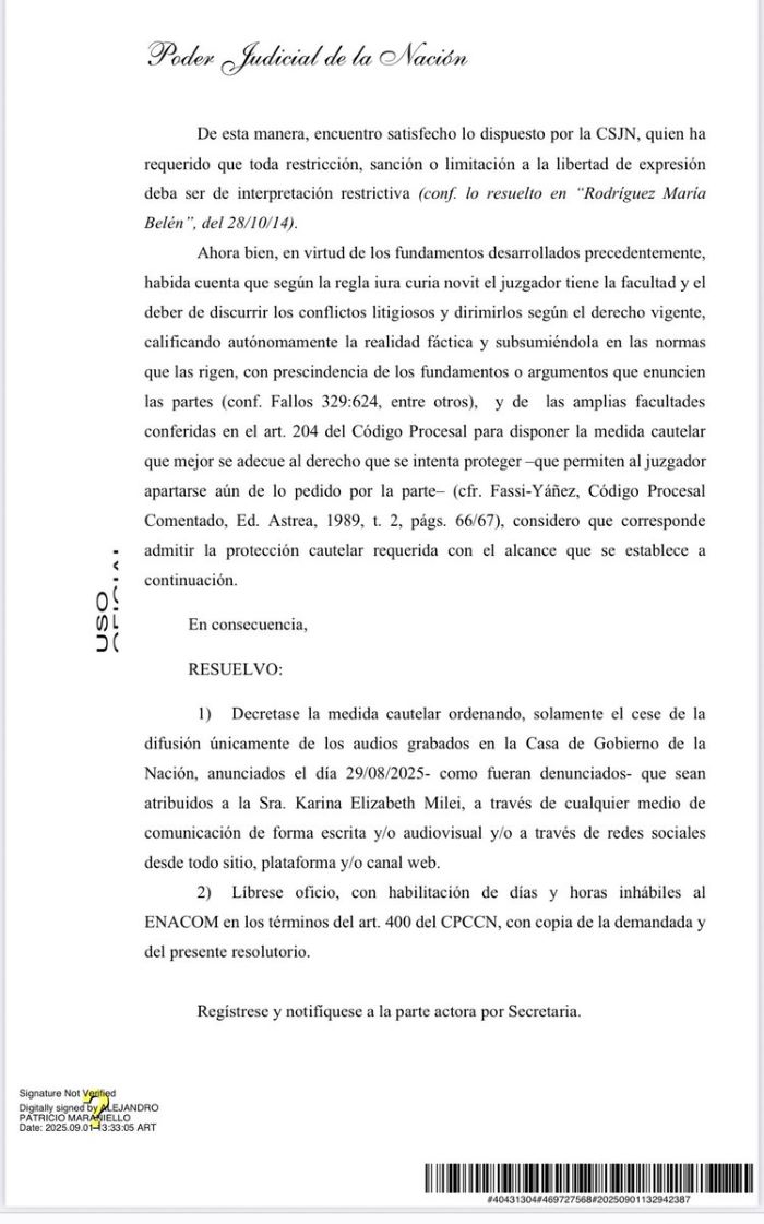 La parte resolutiva del fallo