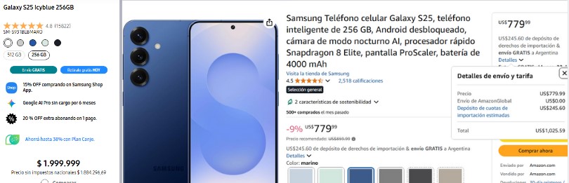 Comprando un celular Samsung en Amazon se puede ahorrar dinero