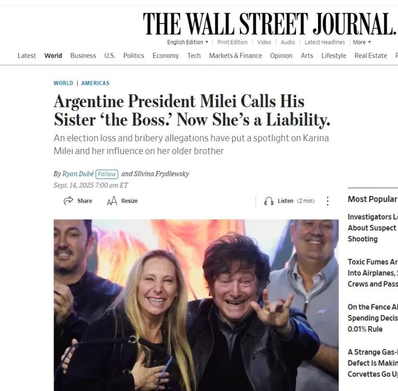 'El Jefe ahora es una carga', tituló The Wall Street Journal