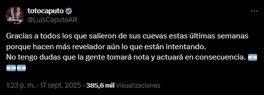 El mensaje de Luis Caputo justo en plena suba del dólar