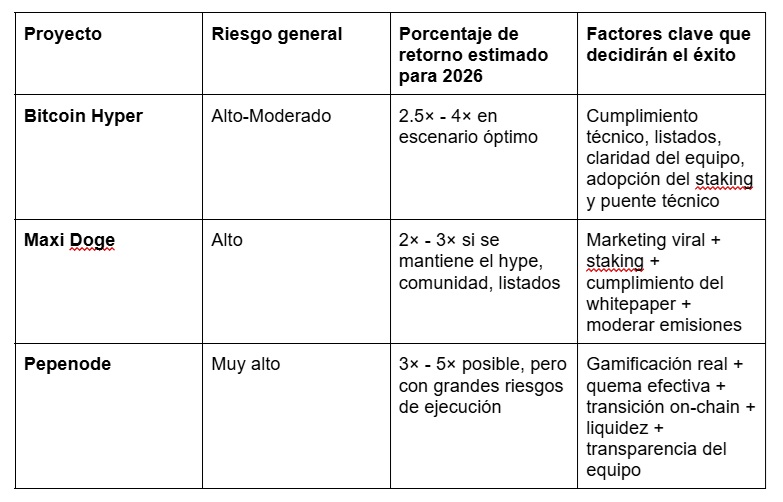 Comparativa entre las tres criptomonedas para triplicar tu inversión