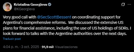 El mensaje de la titular del FMI Kristalina Georgieva