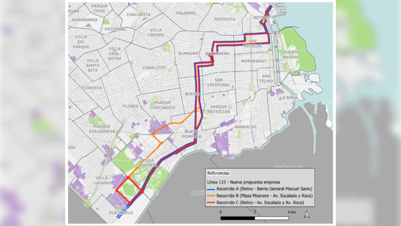 Así quedarían los nuevos tres ramales de la línea 115 con la eliminación de la 23