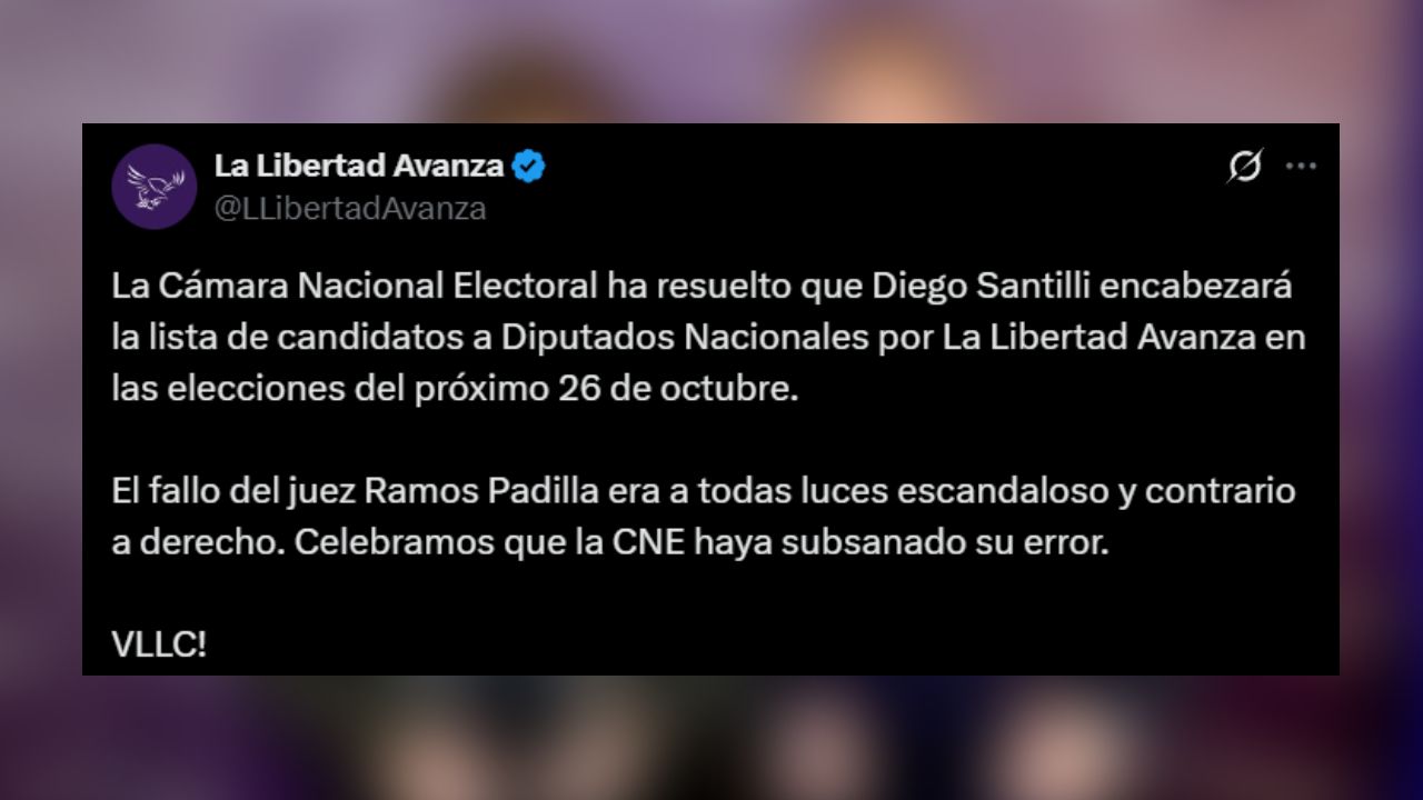 El mensaje de La Libertad Avanza tras conocer la decisión de la CNE sobre el orden de la lista