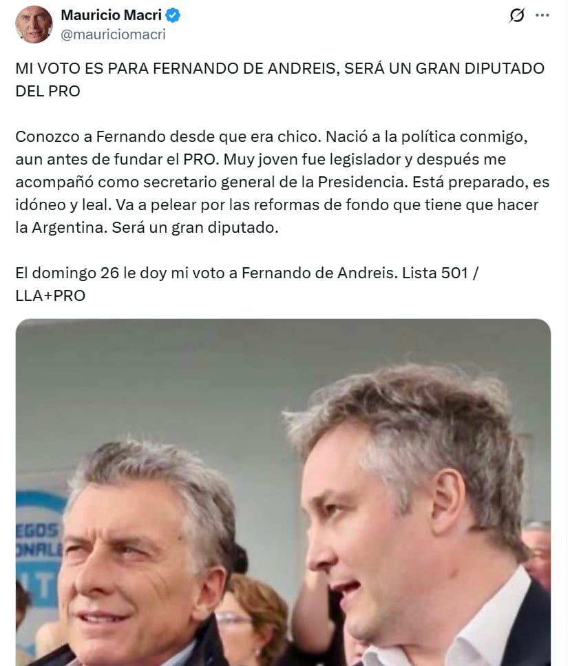 El inusual posteo de Mauricio Macri.