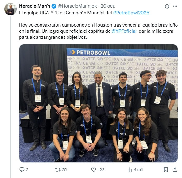 Tuit Horacio Marin YPF-UBA